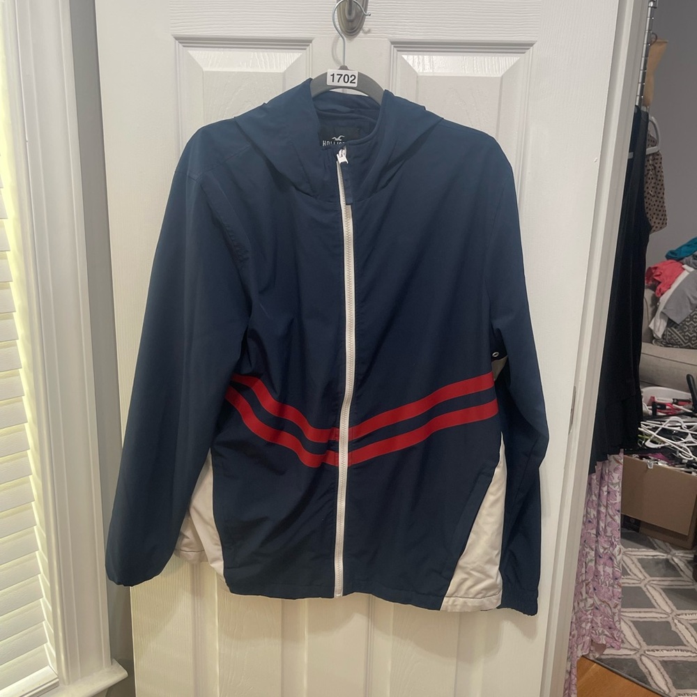 Hollister Blue and Red Lightweight Shirt Jacket